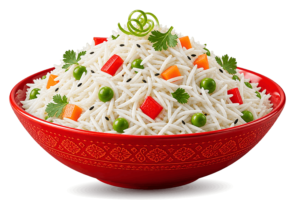 Freshly Cooked Steaming Basmati Rice